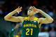 KANSAS CITY, MO - MARCH 13: Isaiah Austin #21 of the Baylor Bears reacts after shooting a three-pointer during the Big 12 Basketball Tournament quarterfinal game against the Oklahoma Sooners at Sprint Center on March 13, 2014 in Kansas City, Missouri. (