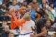 Mar 5, 2014; Minneapolis, MN, USA; Minnesota Timberwolves forward Corey Brewer (13) plays defense on New York Knicks forward Carmelo Anthony (7) in the third quarter at Target Center. The Knicks win 118-106. Mandatory Credit: Brad Rempel-USA TODAY Sports