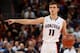 LAS VEGAS, NV - MARCH 11: David Stockton #11 of the Gonzaga Bulldogs sets up a play against the Brigham Young Cougars during the championship game of the West Coast Conference Basketball tournament at the Orleans Arena on March 11, 2014 in Las Vegas, Nev