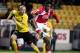 BORAS, SWEDEN - OCTOBER 3: Sebastian Holmen (L) of IF Elfsborg challenges Michy Batshuayi of R. Standard de Liege during the UEFA Europa League group stage match between IF Elfsborg and R. Standard de Liege held on October 3, 2013 at the Boras Arena, in