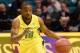 LAS VEGAS, NV - MARCH 12: Johnathan Loyd #10 of the Oregon Ducks brings the ball up the court against the Oregon State Beavers during a first-round game of the Pac-12 Basketball Tournament at the MGM Grand Garden Arena on March 12, 2014 in Las Vegas, Nev