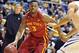 Feb 10, 2014; Morgantown, WV, USA; Iowa State Cyclones forward Melvin Ejim (3) drives against the West Virginia Mountaineers at WVU Coliseum. Mandatory Credit: Dan Friend-USA TODAY Sports