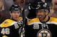 BOSTON, MA - FEBRUARY 8: Jarome Iginla #12 of the Boston Bruins celebrates his goal with David Krejci #46 of the Boston Bruins against the Ottawa Senators in the 2nd period at TD Garden on February 8, 2014 in Boston, Massachusetts. (Photo by Jim Rogash/