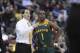 Mar 13, 2014; Kansas City, MO, USA; Baylor Bears head coach Scott Drew speaks with guard Kenny Chery (1) during a timeout during the second half against the Oklahoma Sooners in the second round of the Big 12 Conference college basketball tournament at Spr