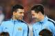 BARCELONA, SPAIN - MARCH 12: Sergio Aguero and Samir Nasri of Manchester City share a joke prior to the UEFA Champions League Round of 16 match between FC Barcelona and Manchester City at Camp Nou on March 12, 2014 in Barcelona, Spain. (Photo by Alex Li