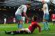 MANCHESTER, ENGLAND - DECEMBER 21: Adnan Januzaj of Manchester United clashes with Mark Noble and James Collins (R) of West Ham United during the Barclays Premier League match between Manchester United and West Ham United at Old Trafford on December 21,