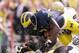 13 Sep 1997: Fullback Chris Floyd #7 and center Steve Frazier #64 of the Michigan Wolverines in action during a game against the Colorado Buffaloes. Michigan won the game 27-3. Mandatory Credit: Jonathan Daniel /Allsport