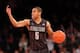NEW YORK, NY - FEBRUARY 01: Markel Starks #5 of the Georgetown Hoyas signals to teamates as he takes the ball down the court against the Michigan State Spartans during the game at Madison Square Garden on February 1, 2014 in New York City. (Photo by Nat