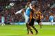 HULL, ENGLAND - MARCH 15: Javi Garcia of Manchester City is challenged by Liam Rosenior of Hull City during the Barclays Premier league match between Hull City and Manchester City at KC Stadium on March 15, 2014 in Hull, England. (Photo by Paul Thomas/G