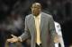 Jan 28, 2014; Cleveland, OH, USA; Cleveland Cavaliers head coach Mike Brown reacts in the fourth quarter against the New Orleans Pelicans at Quicken Loans Arena. Mandatory Credit: David Richard-USA TODAY Sports