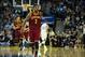 Mar 14, 2014; Oakland, CA, USA; Cleveland Cavaliers guard Kyrie Irving (2) celebrates after a three point basket during the fourth quarter at Oracle Arena. The Cleveland Cavaliers defeated the Golden State Warriors 103-94. Mandatory Credit: Kelley L Cox-U