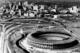 An Image of Atlanta Stadium in 1965, before the team officially moved in, with the Atlanta skyline in the background.