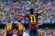 BARCELONA, SPAIN - OCTOBER 26: Neymar of FC Barcelona celebrates after scoring the opening goal during the La Liga match between FC Barcelona and Real Madrid CF at Camp Nou on October 26, 2013 in Barcelona, Spain. (Photo by David Ramos/Getty Images)
