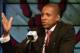 TORONTO, CANADA - June 5: New Raptors GM Masai Ujiri Press Conference on June 5, 2013 at the Air Canada Centre in Toronto, Ontario, Canada. NOTE TO USER: User expressly acknowledges and agrees that, by downloading and or using this Photograph, user is c