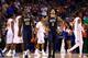 ORLANDO, FL - MARCH 22: Talib Zanna #42 and Cameron Wright #3 of the Pittsburgh Panthers react in the second half while taking on the Florida Gators during the third round of the 2014 NCAA Men's Basketball Tournament at Amway Center on March 22, 2014 in