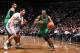 BROOKLYN, NY - MARCH 21: Rajon Rondo #9 of the Boston Celtics drives against Jorge Gutierrez #13 of the Brooklyn Nets during a game at the Barclays Center on March 21, 2014 in the Brooklyn borough of New York City. NOTE TO USER: User expressly acknowledg