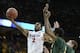 Mar 22, 2014; Spokane, WA, USA; San Diego State Aztecs guard Xavier Thames (2) shoots against the North Dakota State Bison in the second half of a men's college basketball game during the third round of the 2014 NCAA Tournament at Veterans Memorial Arena.