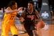 RENO, NV - JANUARY 6: Kevin Murphy #33 of the Idaho Stampede dribbles around defender Robert Hite #22 of the Canton Charge during the 2014 NBA D-League Showcase on January 6, 2014 at the Reno Events Center in Reno, Nevada. NOTE TO USER: User expressly ac