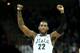 SPOKANE, WA - MARCH 22: Branden Dawson #22 of the Michigan State Spartans celebrates in the second half against the Harvard Crimson during the Third Round of the 2014 NCAA Basketball Tournament at Spokane Veterans Memorial Arena on March 22, 2014 in Spok