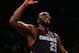 Mar 19, 2014; Brooklyn, NY, USA; Charlotte Bobcats center Al Jefferson (25) reacts against the Brooklyn Nets during the first quarter at the Barclays Center. Mandatory Credit: Adam Hunger-USA TODAY Sports