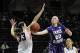 Mar 23, 2014; College Station, TX, USA; James Madison Dukes guard Kirby Burkholder (20) shoots against Gonzaga Bulldogs guard Lindsay Sherbert (33) during the first half of a women's college basketball game in the first round of the NCAA Tournament at Ree