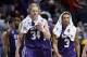 Mar 23, 2014; San Diego, CA, USA; Stephen F. Austin Lumberjacks players Jacob Parker (34) and Deshaunt Walker (3) walk off the court after losing to the UCLA Bruins a men's college basketball game during the third round of the 2014 NCAA Tournament at Viej