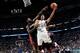NEW ORLEANS, LA - MARCH 22: Anthony Davis #23 of the New Orleans Pelicans goes up for a shot against the Miami Heat on March 22, 2014 at the Smoothie King Center in New Orleans, Louisiana. NOTE TO USER: User expressly acknowledges and agrees that, by dow