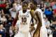 NASHVILLE, TN - MARCH 16: Okaro White #10 of the Florida State Seminoles celebrates with teammate Bernard James #5 after a play against the St. Bonaventure Bonnies during the second round of the 2012 NCAA Men's Basketball Tournament at Bridgestone Arena