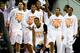 RALEIGH, NC - MARCH 23: Josh Richardson #1 of the Tennessee Volunteers celebrates with teammates late in the game against the Mercer Bears during the third round of the 2014 NCAA Men's Basketball Tournament at PNC Arena on March 23, 2014 in Raleigh, Nort