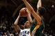 Nov 24, 2013; Durham, NC, USA; Duke Blue Devils forward Rodney Hood (5) shoots as Vermont Catamounts forward Hector Harold (5) defends at Cameron Indoor Stadium. Mandatory Credit: Mark Dolejs-USA TODAY Sports