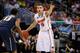 ORLANDO, FL - MARCH 22: Scottie Wilbekin #5 of the Florida Gators calls a play in the second half against Josh Newkirk #13 of the Pittsburgh Panthers during the third round of the 2014 NCAA Men's Basketball Tournament at Amway Center on March 22, 2014 in