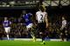 LIVERPOOL, ENGLAND - SEPTEMBER 30: Everton striker Romelu Lukaku (c) celebrates after scoring the first goal during the Barclays Premier League match between Everton and Newcastle United at Goodison Park on September 30, 2013 in Liverpool, England. (Pho