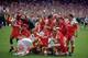 1992: The Liverpool team celebrate with the trophy after their victory in the FA Cup final against Sunderland at Wembley Stadium in London. Liverpool won the match 2-0. \ Mandatory Credit: David Cannon/Allsport