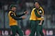 CHITTAGONG, BANGLADESH - MARCH 24: Dale Steyn of South Africa celebrates with captain Faf du Plessis after running out Ross Taylor of New Zealand to win the ICC World Twenty20 Bangladesh 2014 Group 1 match between New Zealand and South Africa at Zahur Ah