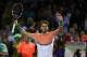 KEY BISCAYNE, FL - MARCH 22: Rafael Nadal of Spain celebrates to the crowd after his straight sets victory against Lleyton Hewitt of Australia during their second round match during day 6 at the Sony Open at Crandon Park Tennis Center on March 22, 2014 i