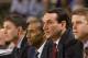 ATLANTA - JANUARY 10: (L-R): Director of Basketball Operations Mike Schrage, assistant coach Johnny Dawkins, head coach Mike Krzyzewski and assistant coaches Steve Wojciechowski and Chris Collins of the Duke Blue Devils watch play from the bench during t