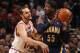 CHICAGO, IL - MARCH 24: Joakim Noah #13 of the Chicago Bulls guards Roy Hibbert #55 of the Indiana Pacers on March 24, 2014 at the United Center in Chicago, Illinois. NOTE TO USER: User expressly acknowledges and agrees that, by downloading and or using t