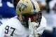 DURHAM, NC - SEPTEMBER 21: Aaron Donald #97 of the Pittsburgh Panthers reacts after sacking Brandon Connette #18 of the Duke Blue Devils during their game at Wallace Wade Stadium on September 21, 2013 in Durham, North Carolina. (Photo by Streeter Lecka/