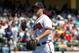 Mar 14, 2014; Lake Buena Vista, FL, USA; Atlanta Braves starting pitcher David Hale (57) walks back to the dugout against the Tampa Bay Rays at Champion Stadium. Mandatory Credit: Kim Klement-USA TODAY Sports