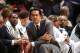 MIAMI, FL - MAY 24: Erik Spoelstra Head Coach of the Miami Heat reacts during a game on May 24, 2013 at American Airlines Arena in Miami, Florida. NOTE TO USER: User expressly acknowledges and agrees that, by downloading and or using this photograph, Use