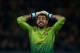 PARIS, FRANCE - APRIL 02: Victor Valdes of Barcelona reacts during the UEFA Champions League Quarter Final match between Paris Saint-Germain and Barcelona FCB at Parc des Princes on April 2, 2013 in Paris, France. (Photo by Clive Rose/Getty Images)