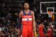 DENVER, CO - MARCH 23: John Wall #2 of the Washington Wizards stands on the court during a game against the Denver Nuggets on March 23, 2014 at the Pepsi Center in Denver, Colorado. NOTE TO USER: User expressly acknowledges and agrees that, by downloading
