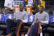 OKLAHOMA CITY, OK - March 13: Kevin Durant #35 and Russell Westbrook of the Oklahoma City Thunder sit on the bench against the Los Angeles Lakers at the Chesapeake Arena on March 13, 2014 in Oklahoma City, Oklahoma. NOTE TO USER: User expressly acknowle