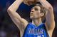 OKLAHOMA CITY, OK - March 16, 2014: Dirk Nowitzki #41 of the Dallas Mavericks shoots a free throw against the Oklahoma City Thunder at the Chesapeake Arena on March 16, 2014 in Oklahoma City, Oklahoma. NOTE TO USER: User expressly acknowledges and agrees