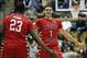 Dec 14, 2013; Berkeley, CA, USA; Fresno State Bulldogs guard Tyler Johnson (1) reacts after the Bulldogs recorded a basket against the California Golden Bears in the second half at Haas Pavilion. The Golden Bears defeated the Bulldogs 67-56. Mandatory Cre