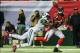 Oct 7, 2013; Atlanta, GA, USA; New York Jets cornerback Antonio Cromartie (31) breaks up a pass intended for Atlanta Falcons wide receiver Julio Jones (11) in the second half at the Georgia Dome. The Jets won 30-28. Mandatory Credit: Daniel Shirey-USA TOD