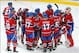 Mar 25, 2014; Montreal, Quebec, CAN; Montreal Canadiens celebrate their win against Buffalo Sabres after the third period at Bell Centre. Mandatory Credit: Jean-Yves Ahern-USA TODAY Sports