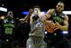 SAN ANTONIO, TX - MARCH 23: Rico Gathers #2 of the Baylor Bears pulls down a rebound against Avery Dingman #22 of the Creighton Bluejays during the third round of the 2014 NCAA Men's Basketball Tournament at the AT&T Center on March 23, 2014 in San Antoni