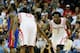 HOUSTON, TX - MARCH 01: James Harden #13 and Patrick Beverley #2 of the Houston Rockets celebrate after a three-point shot against the Detroit Pistons at the Toyota Center on March 1, 2014 in Houston, Texas. NOTE TO USER: User expressly acknowledges and