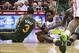 Mar 17, 2014; Houston, TX, USA; Utah Jazz guard Trey Burke (3) and Houston Rockets guard Patrick Beverley (2) battle for the ball during the second quarter at Toyota Center. Mandatory Credit: Troy Taormina-USA TODAY Sports